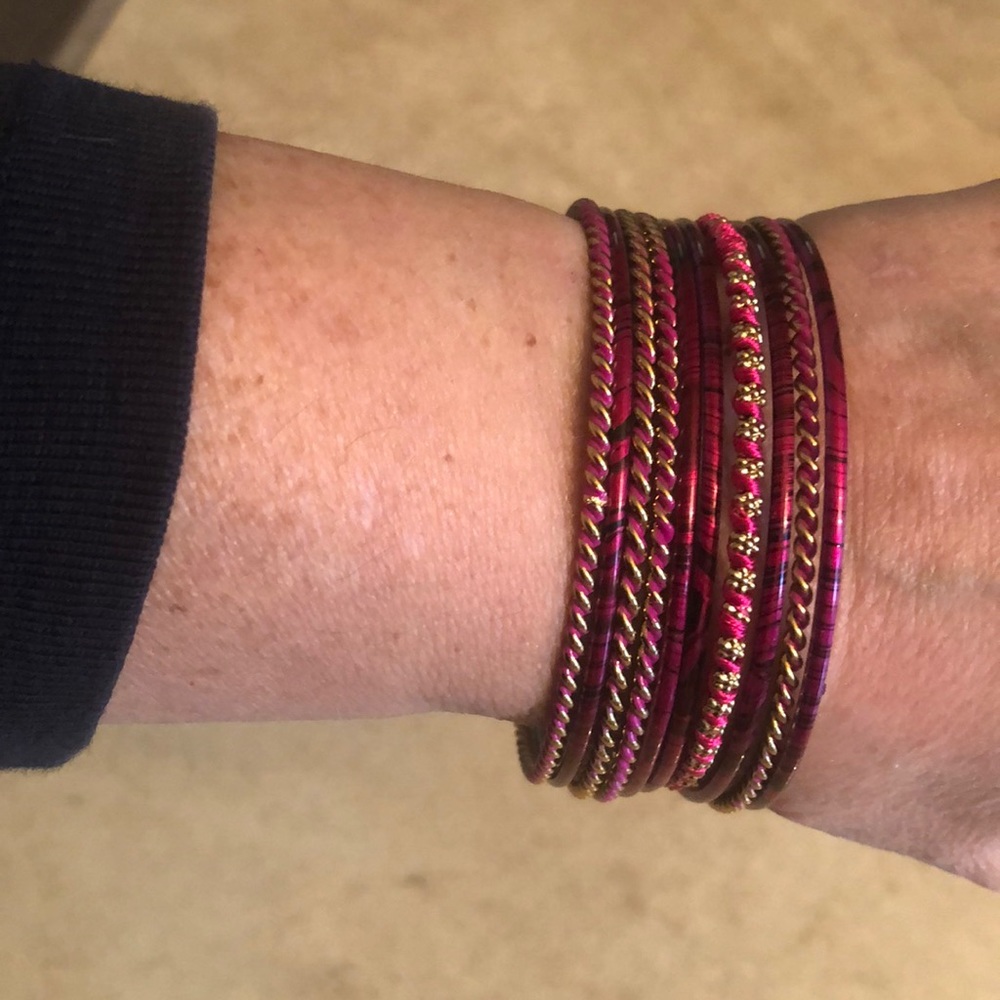 10 pink bangle bracelet set